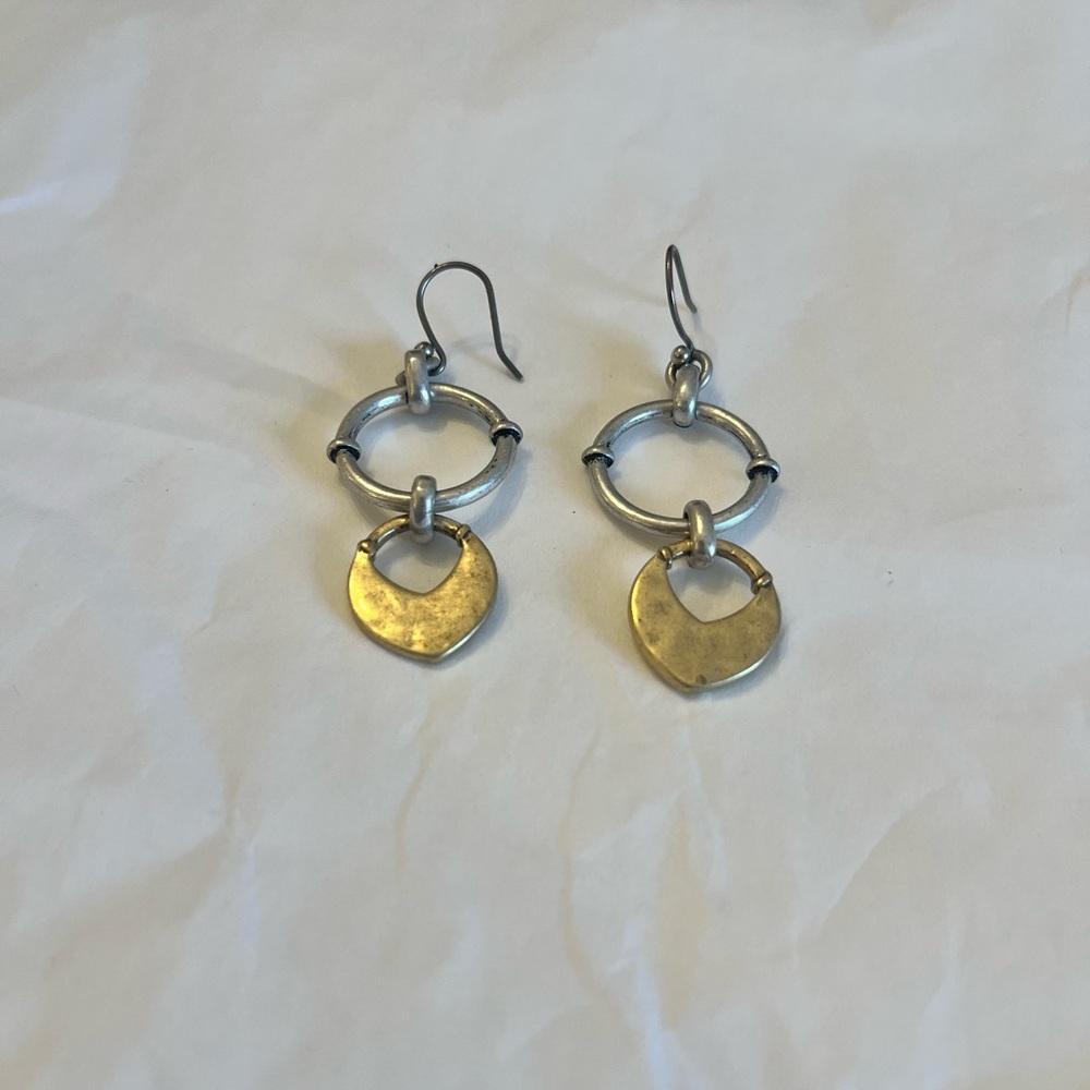 Lucky Brand Silver and Gold Toned Dangle Earrings